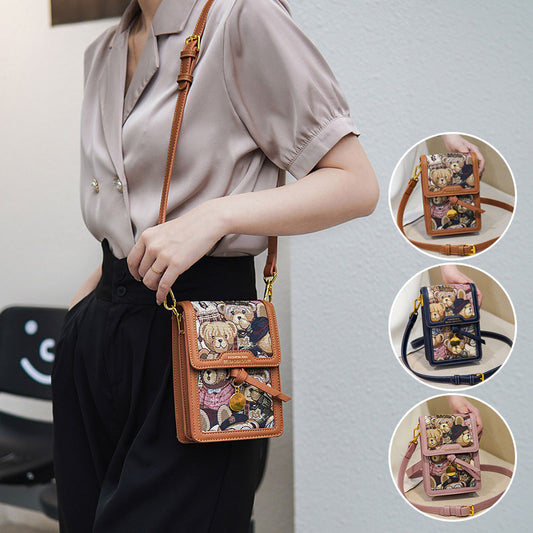 【全3色】テディキャンバスレザースマホショルダーバッグ【その他のタイプ】