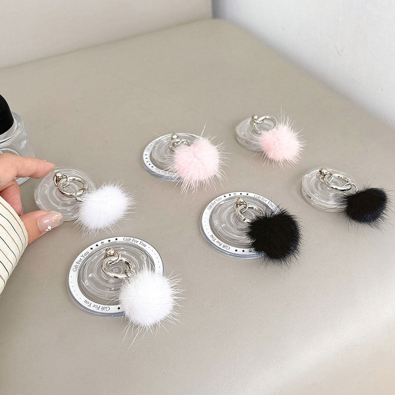 【ふわもこで可愛い♡】ミンクポンポンMagSafeスマホグリップ【スマホグリップ】