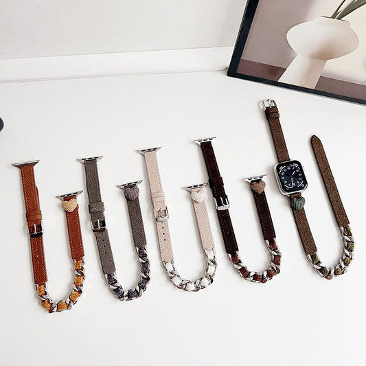 【秋冬デザイン】もこもこハートダブルループアップルウォッチバンド【Apple Watch】