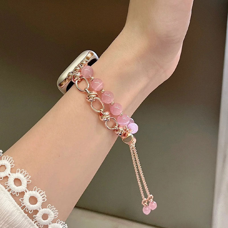 【上品に揺れる】天然石風ビーズブレスアップルウォッチバンド【Apple Watch】