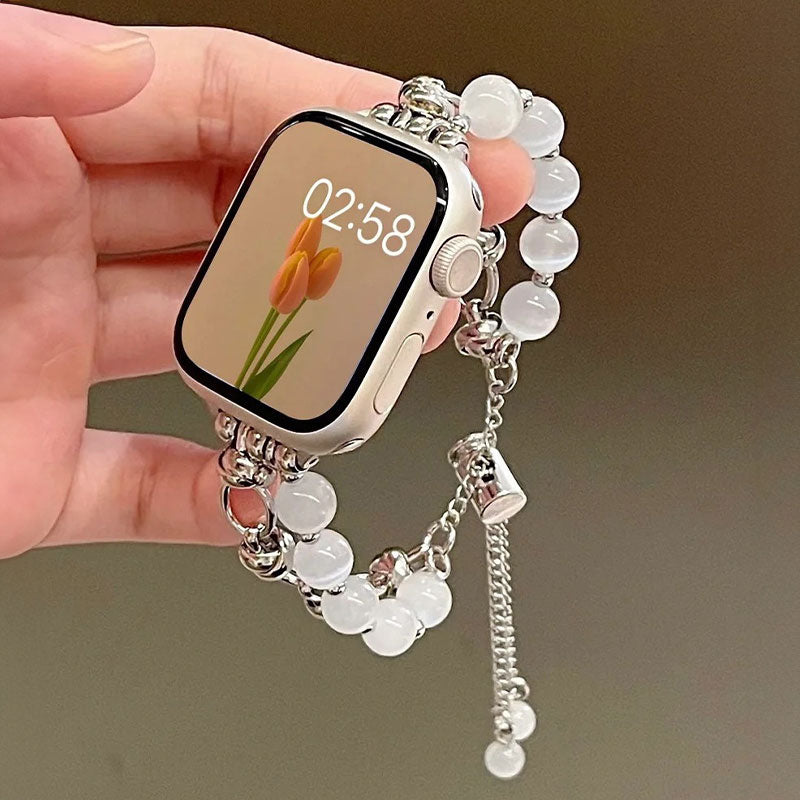 【上品に揺れる】天然石風ビーズブレスアップルウォッチバンド【Apple Watch】