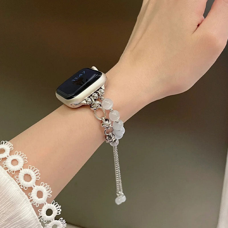 【上品に揺れる】天然石風ビーズブレスアップルウォッチバンド【Apple Watch】