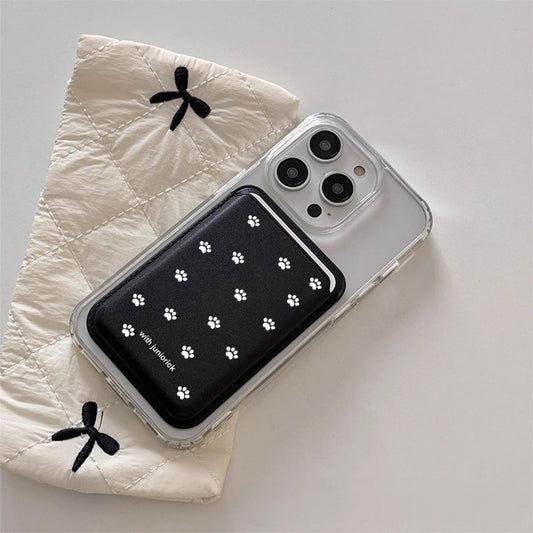 【シンプルかわいい】肉球ドットMagSafeカードケース【スマホカードケース】