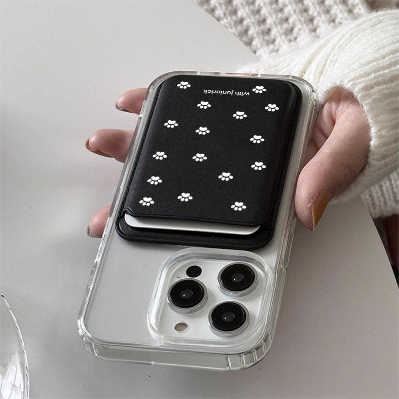 【シンプルかわいい】肉球ドットMagSafeカードケース【スマホカードケース】