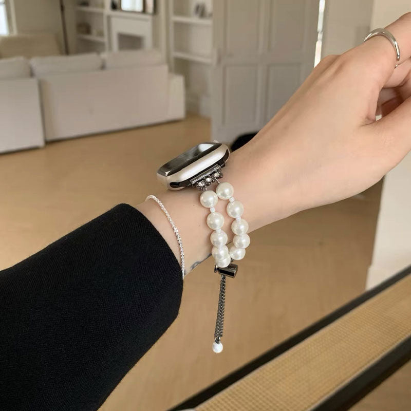 【華やかに魅せる】2連パールブレスアップルウォッチバンド【Apple Watch】