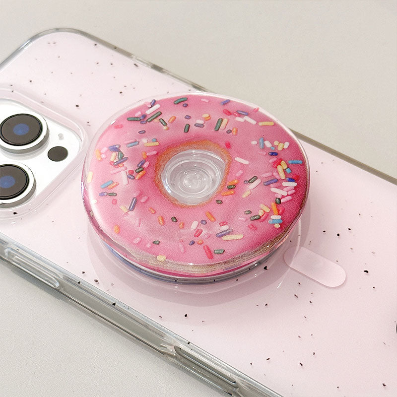 【ファンシーで可愛い】ピンクドーナツMagSafeスマホグリップ【スマホグリップ】