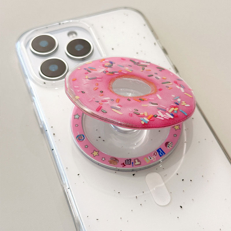 【ファンシーで可愛い】ピンクドーナツMagSafeスマホグリップ【スマホグリップ】
