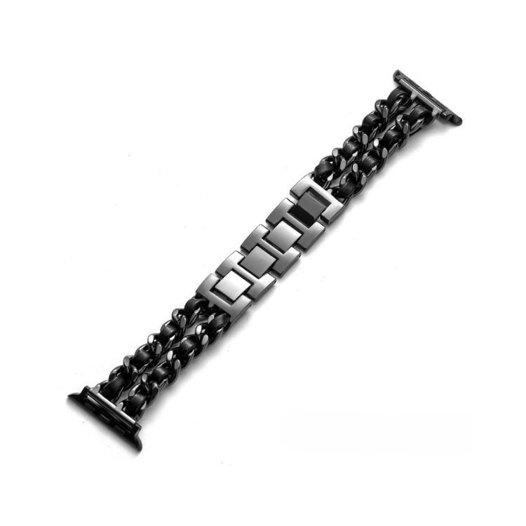 【全10色】メタルチェーンレザーアップルウォッチバンド【Apple Watch】