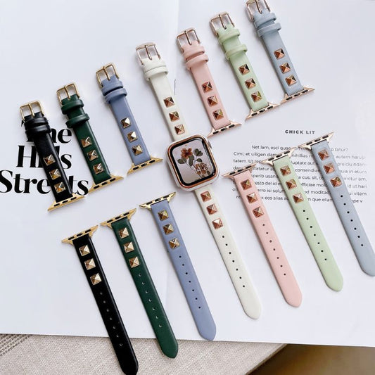 【スタッズが輝く】モードレザーアップルウォッチバンド【Apple Watch】