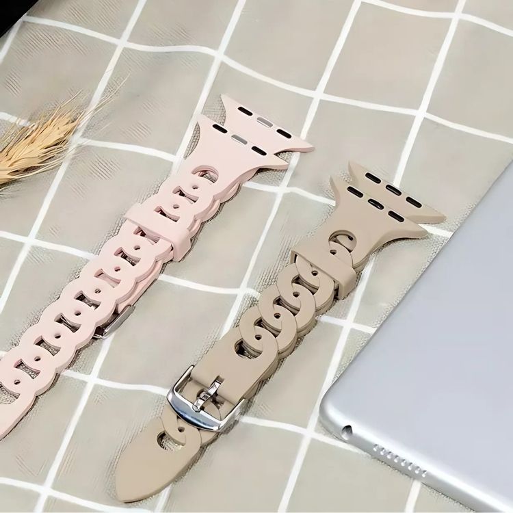 【全8色】チェーンデザインシリコンアップルウォッチバンド【Apple Watch】