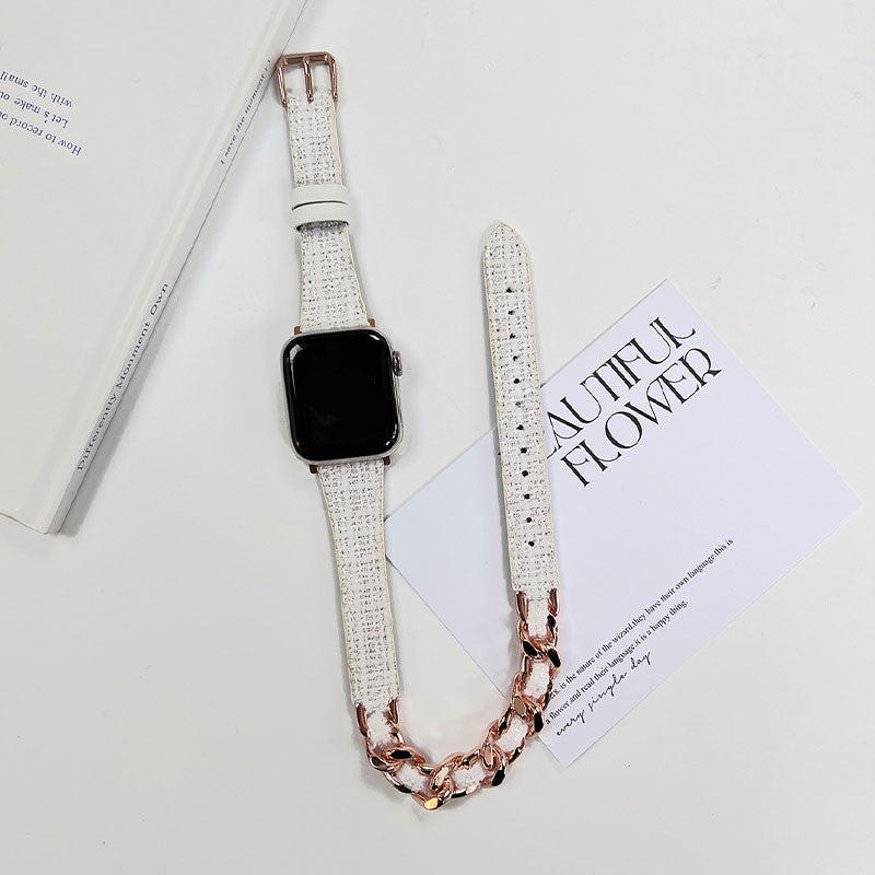 【手元をエレガントに】ツイードチェーンダブルループアップルウォッチバンド【Apple Watch】