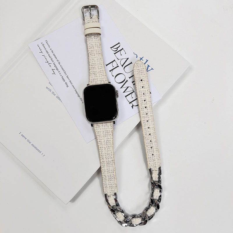 【手元をエレガントに】ツイードチェーンダブルループアップルウォッチバンド【Apple Watch】
