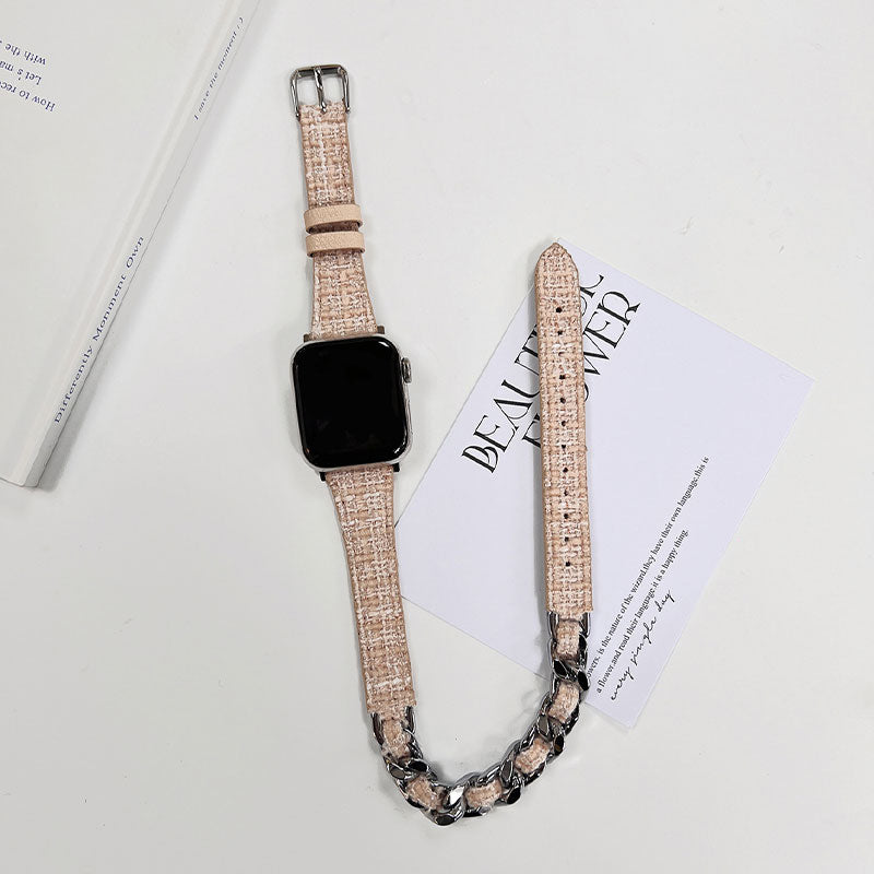 【手元をエレガントに】ツイードチェーンダブルループアップルウォッチバンド【Apple Watch】