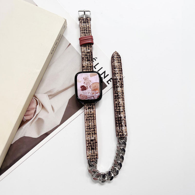 【秋冬ウール】チェック＆ツイードダブルループアップルウォッチバンド【Apple Watch】