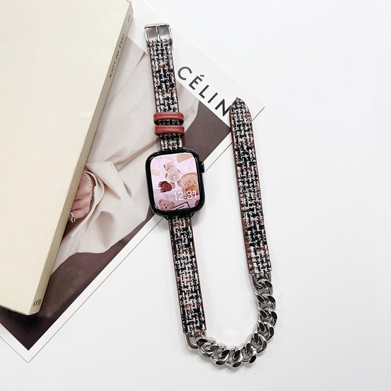 【秋冬ウール】チェック＆ツイードダブルループアップルウォッチバンド【Apple Watch】