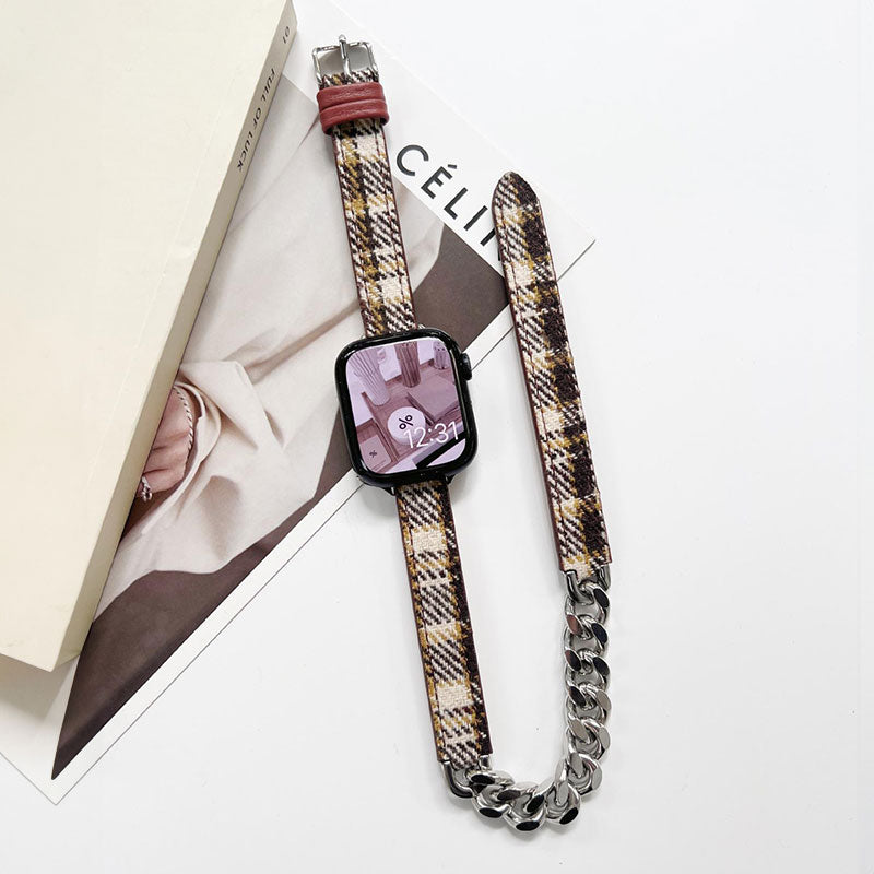 【秋冬ウール】チェック＆ツイードダブルループアップルウォッチバンド【Apple Watch】