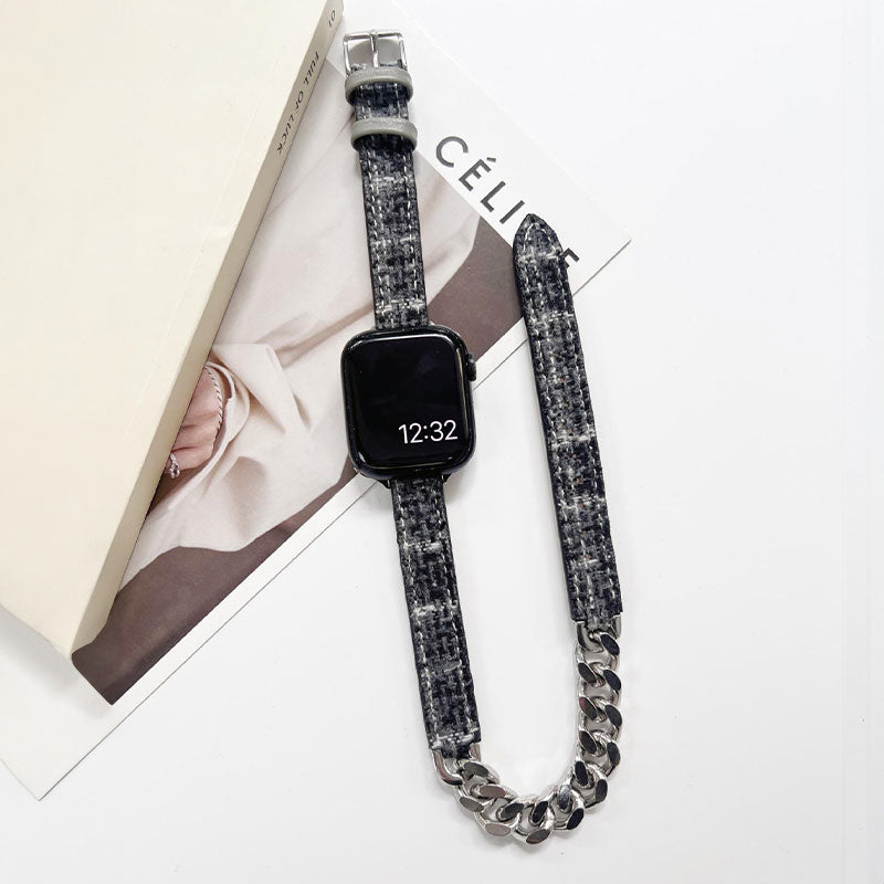 【秋冬ウール】チェック＆ツイードダブルループアップルウォッチバンド【Apple Watch】