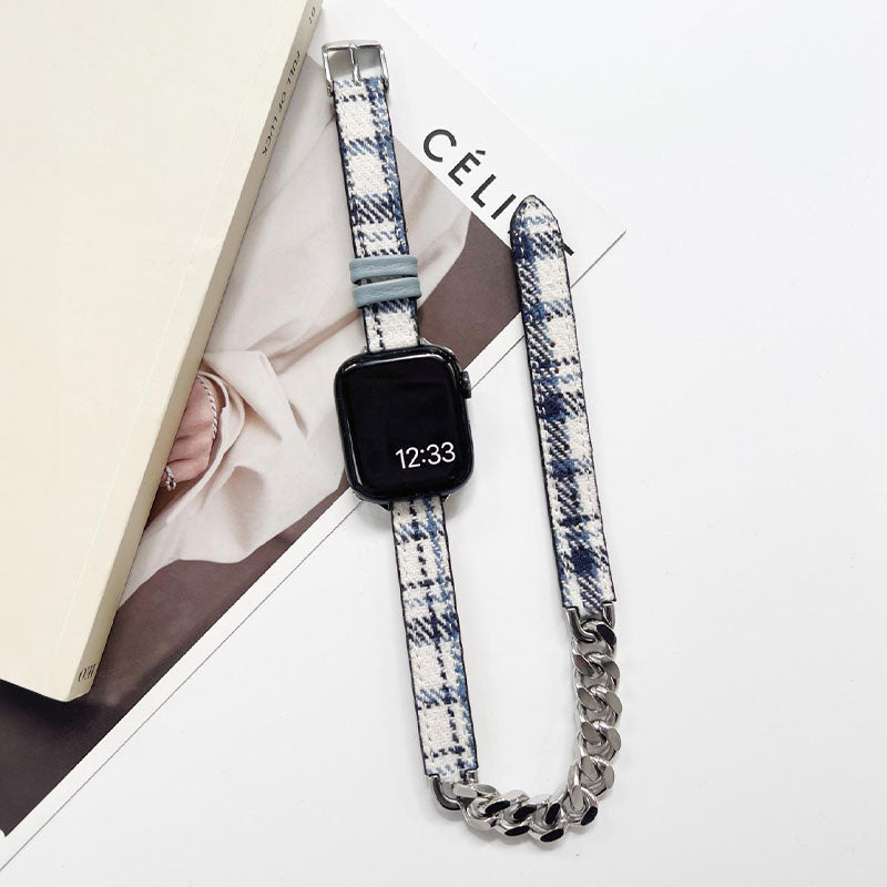 【秋冬ウール】チェック＆ツイードダブルループアップルウォッチバンド【Apple Watch】
