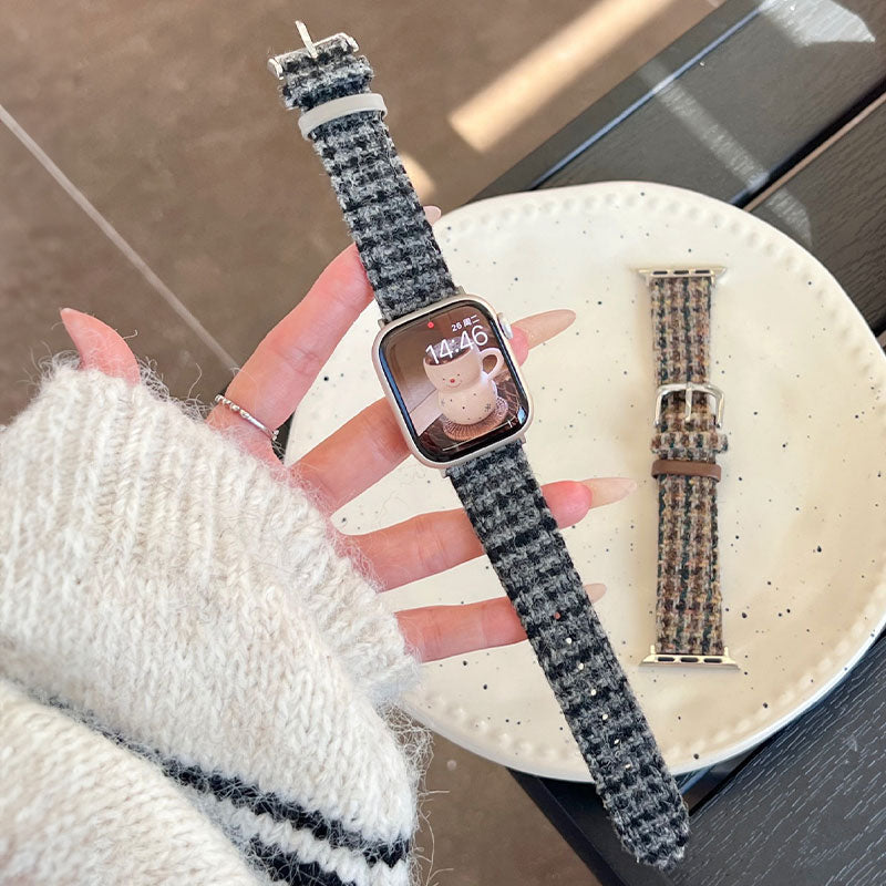 【秋冬に映える】ツイードテクスチャアップルウォッチバンド【Apple Watch】